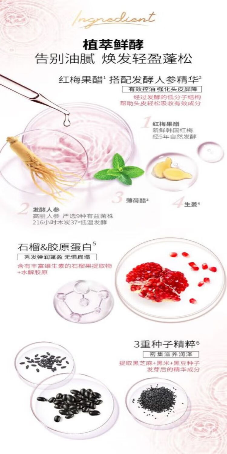 吕（Ryo）粉红吕 植萃鲜酵轻盈蓬松洗发乳400ml