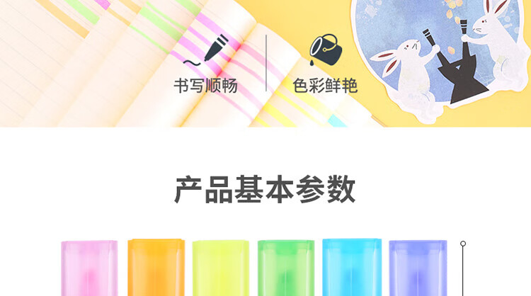 得力 (deli)彩色双头荧光笔 水性记号笔手账涂鸦笔 重点标记笔 6支/袋 S628
