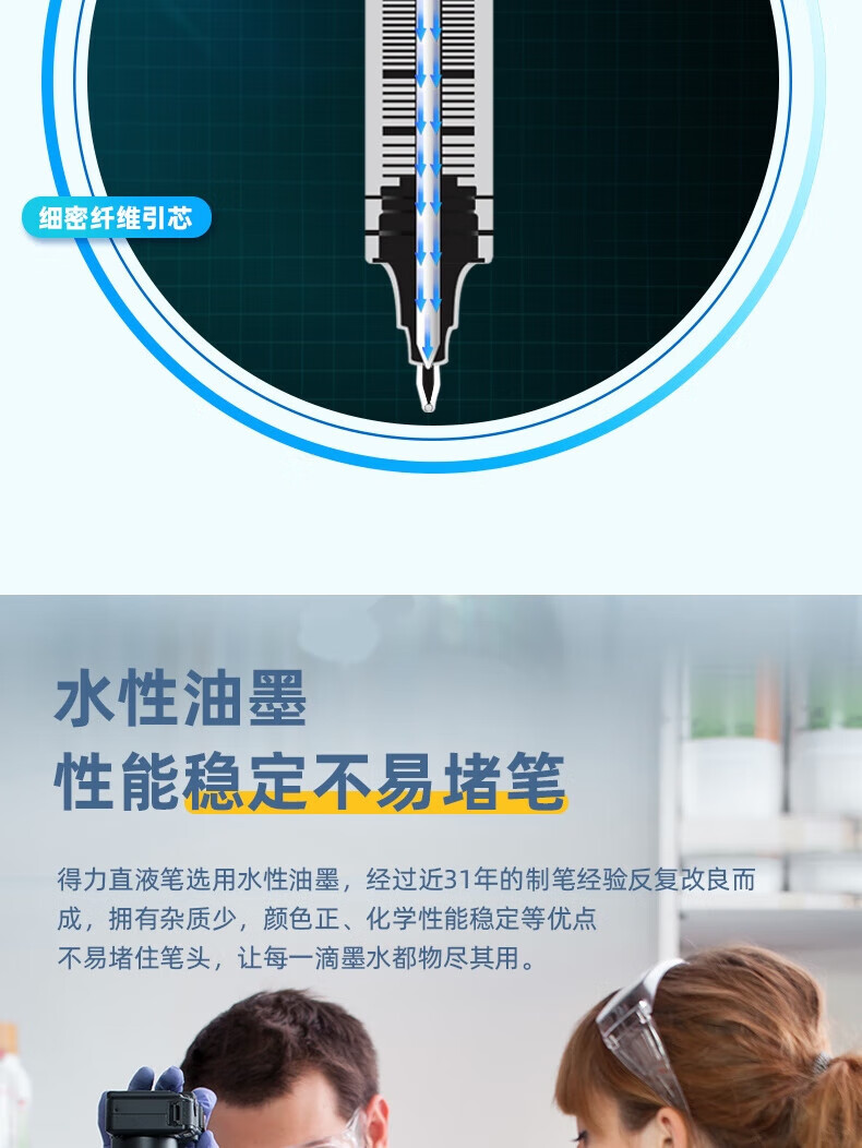 得力 (deli)0.5mm宝珠笔子弹头 商务办公礼品宝珠笔 黑色 12支/盒 S656