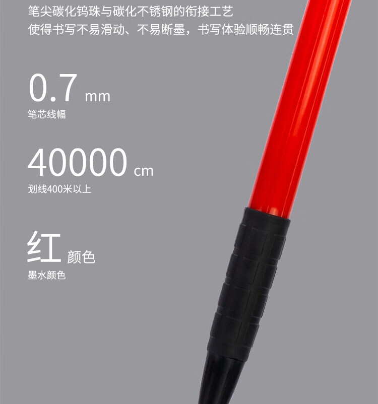 得力 (deli)0.7mm圆珠笔中油笔 子弹头软胶握手原子笔按动笔 红色 36支/盒 6546