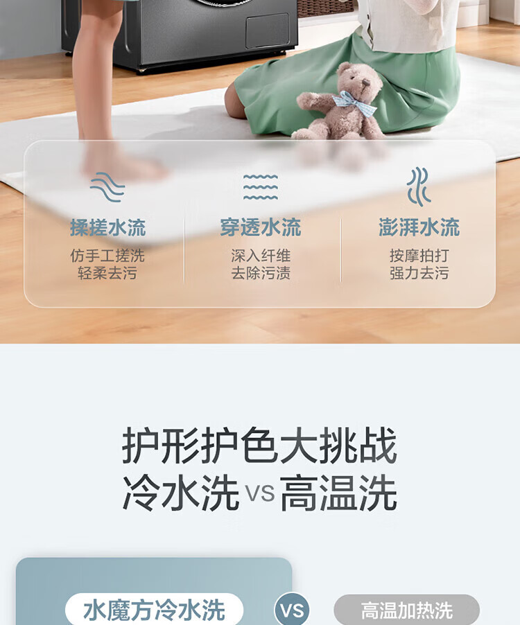 小天鹅（LittleSwan）水魔方滚筒洗衣机全自动变频 防缠绕护形 纳米银离子智能家电TG100EM01G-Y50C 10公斤