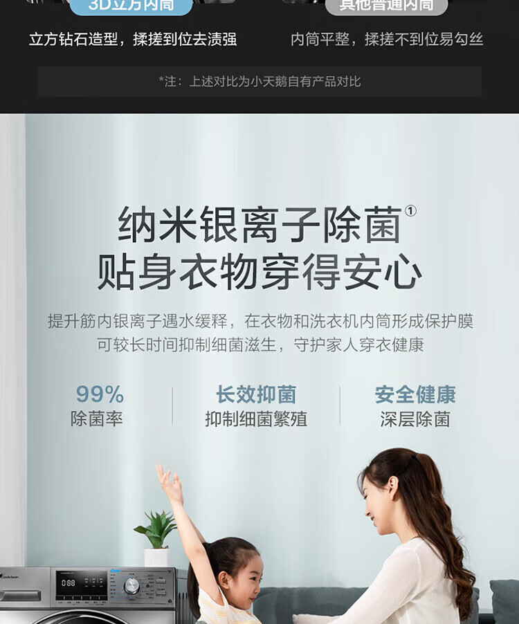 小天鹅（LittleSwan）水魔方滚筒洗衣机全自动变频 防缠绕护形 纳米银离子智能家电TG100EM01G-Y50C 10公斤