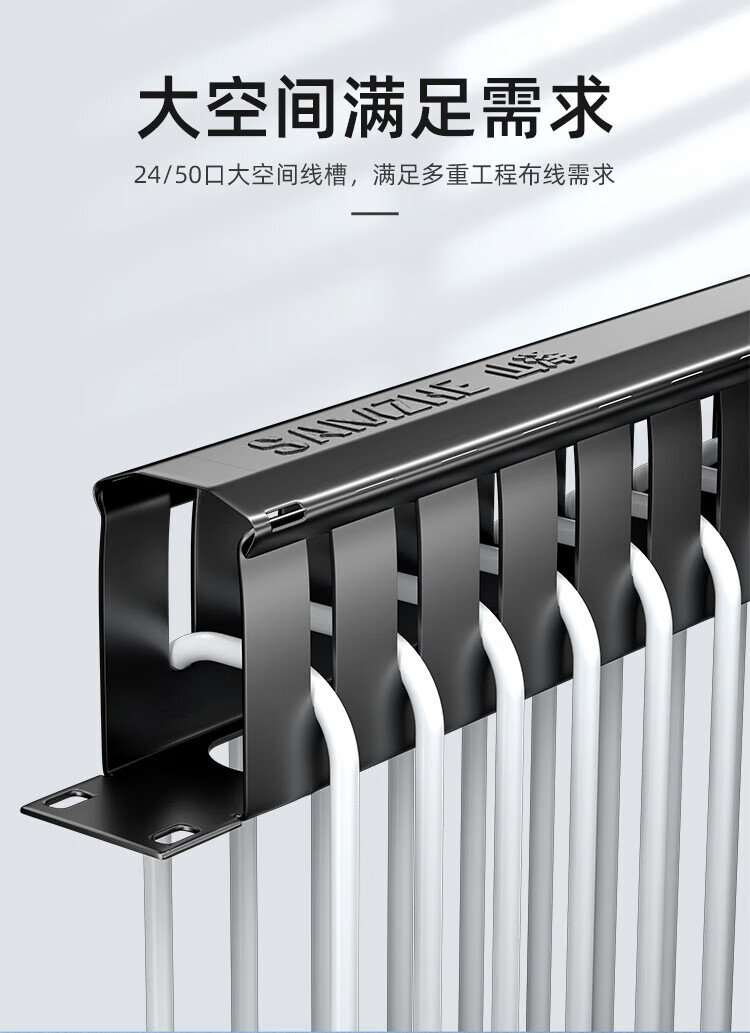 SAMZHE 山泽理线架25档50口工程级加厚型机柜网络理线架线缆管理器19寸WAN-12