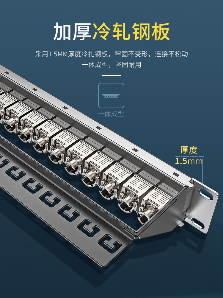 胜为（shengwei）六类24口配线架 CAT6类工程级屏蔽模块1U机架式机柜工程网络跳线理线槽WNDF624G