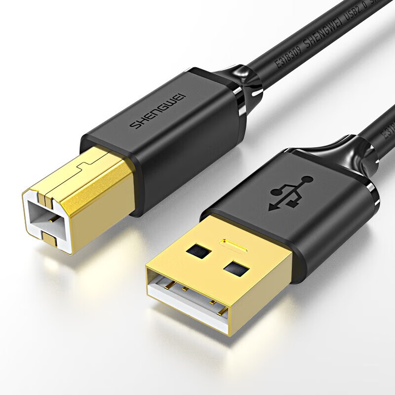 胜为（shengwei）USB2.0打印机数据线方口黑色3米 惠普/佳能/爱普生打印机延长连接线 US-1030