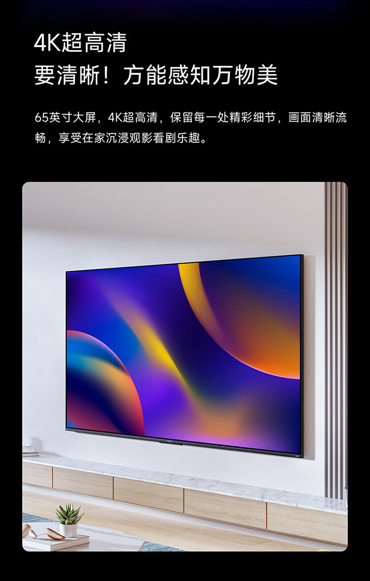 小米 4K金属全面屏 远场语音 65英寸 护眼液晶平板电视机 小米电视APro 65英寸