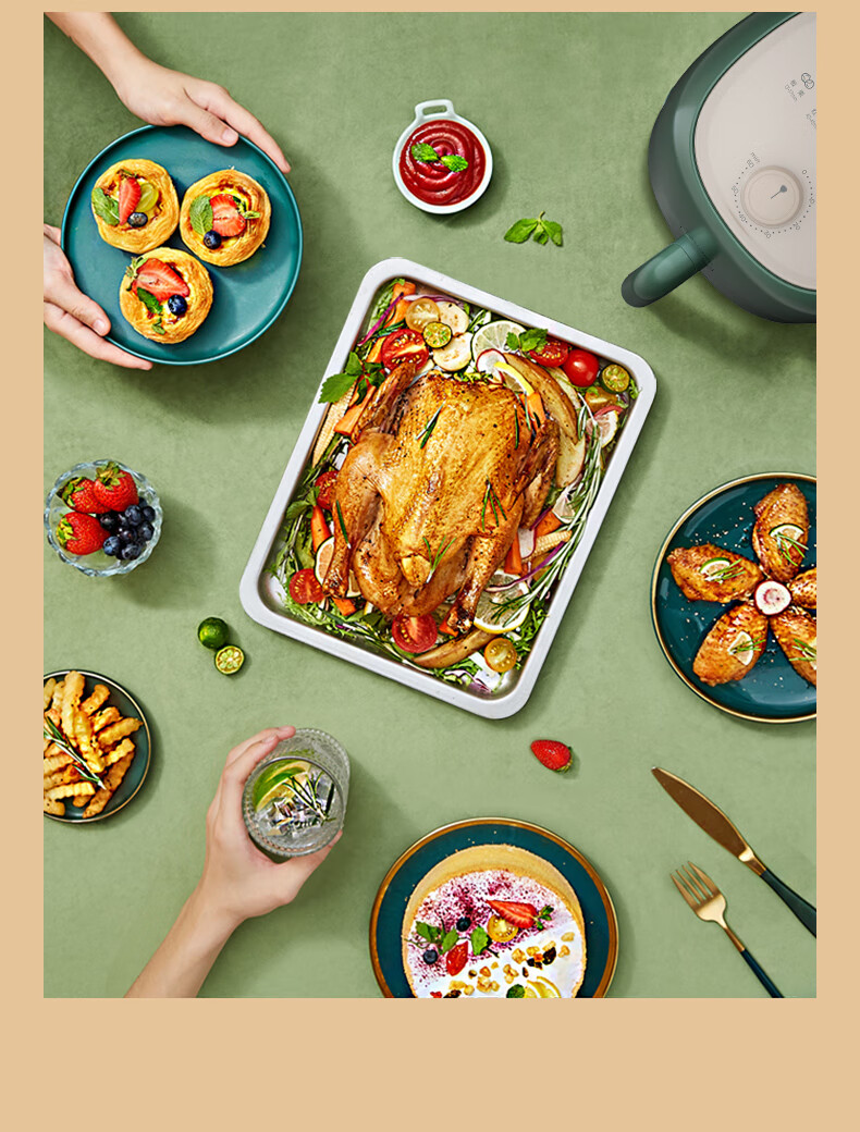 美的（Midea）空气炸锅 2.6L 容量 小巧 家用多功能 烘焙 不粘 低油轻脂 空气烤箱电炸锅KZ26E101