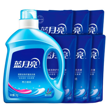 蓝月亮洗衣液亮白薰2kg+亮白薰袋1kg*6