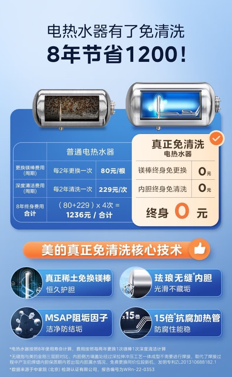Midea颐享CA3系列电热水器家用出水断电3200W变频速热父母专属智能家电 60升 F6032-CA3(HEY)摩卡金