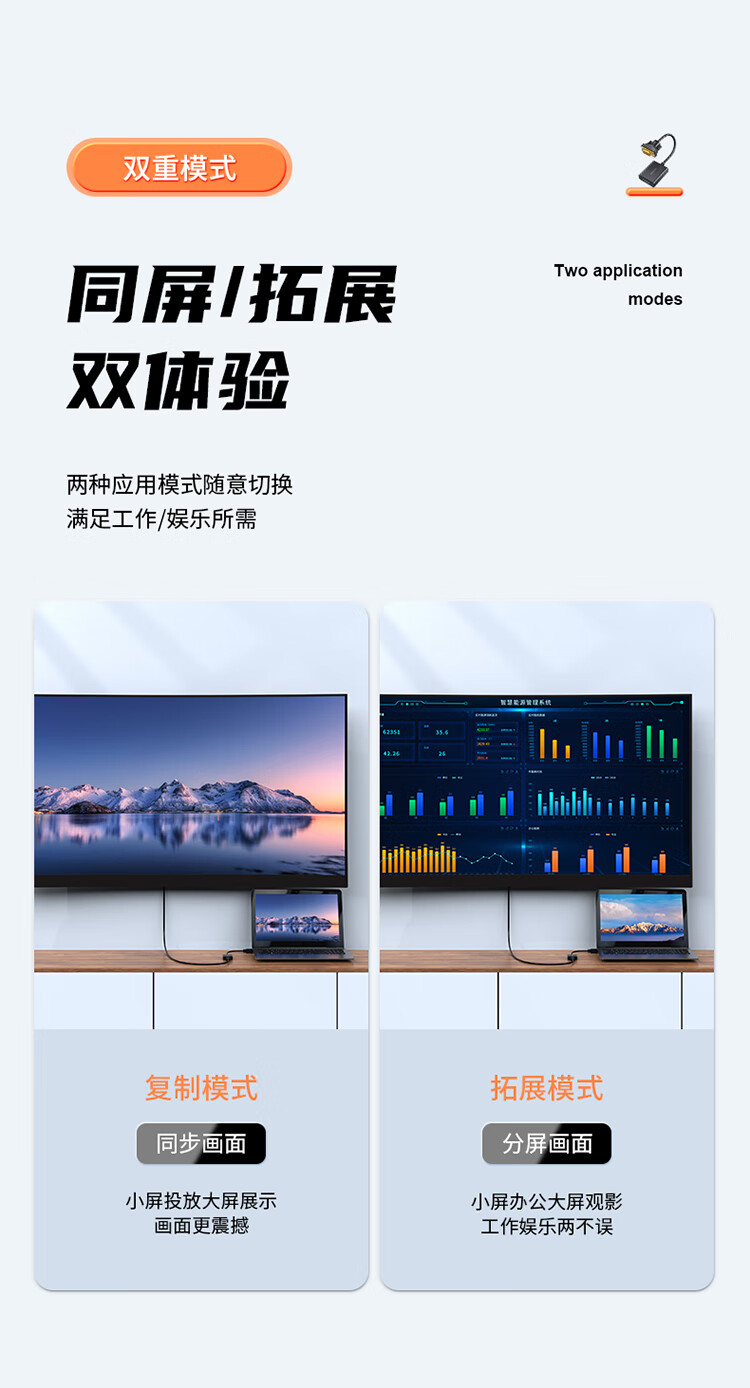 胜为（shengwei）VGA转HDMI线转接头带音频供电 高清视频转接线 适用笔记本电脑接电视显示器投影仪 AVH1025G
