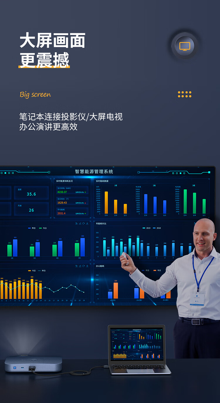 胜为（shengwei）HDMI转VGA线转换器 高清视频转接线 电脑电视盒子连接显示器投影仪转接头1.8米 AHV0018J