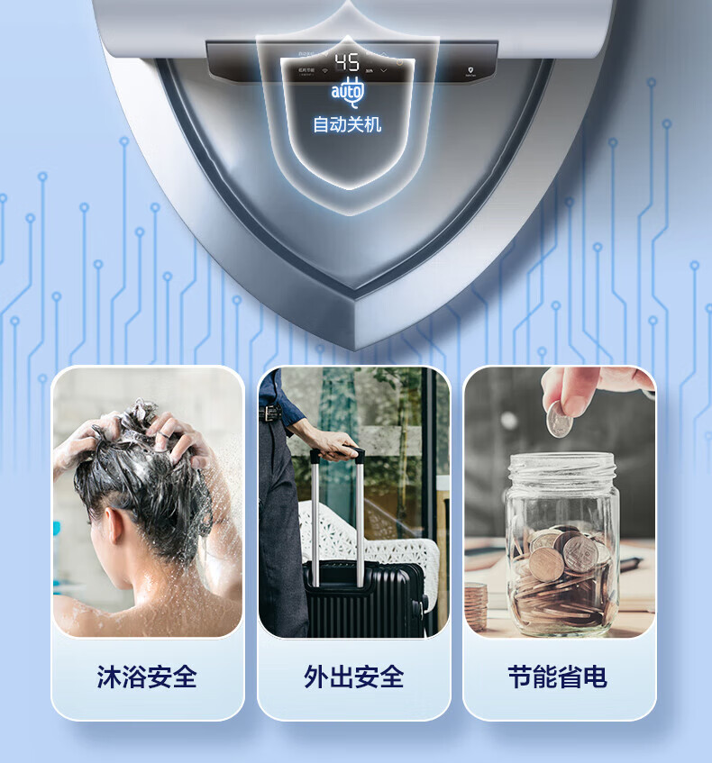 Midea电热水器家用储水式2200W速热 一级能效长效保温防电墙WiFi智能【60升-MC5】F6022-MC5(HE)极地白