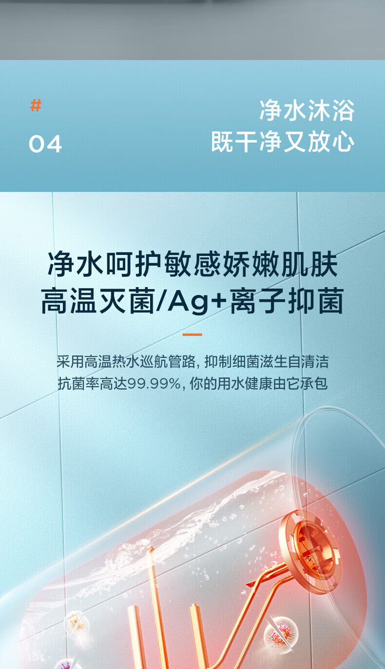 Midea电热水器家用储水式2200W速热 一级能效长效保温防电墙WiFi智能【60升-MC5】F6022-MC5(HE)极地白