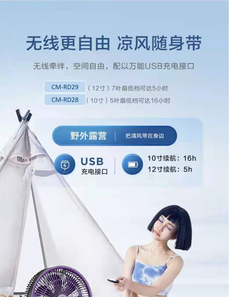 艾美特空气循环扇落地扇 家用卧室宿舍电风扇 CM-RD29