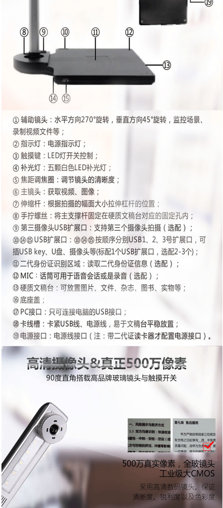 良田（eloam）扫描仪高拍仪金融银行专用人脸采集人脸识别人证比对500万像素A3幅面 S620A3-双摄像定焦