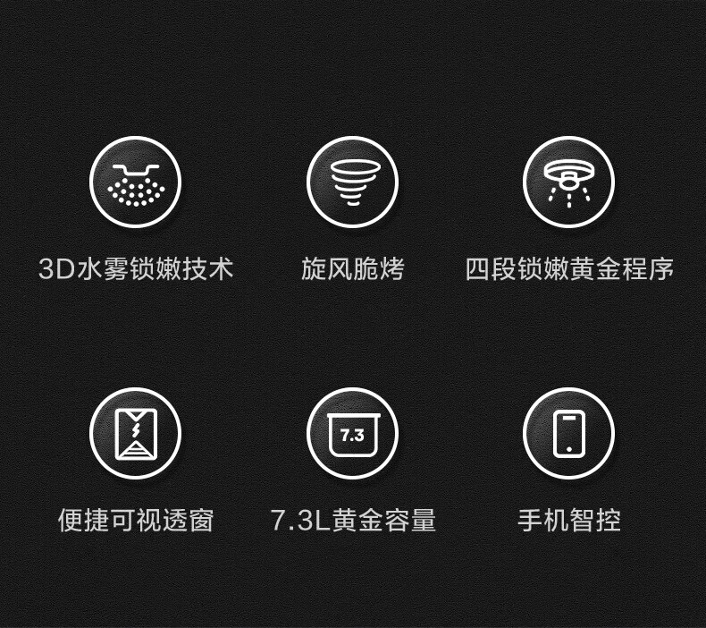 美的（Midea）空气炸锅7.3L大容量智能多功能WIFI可视窗口超嫩力水雾嫩烤箱易清洗 KZS7301XM