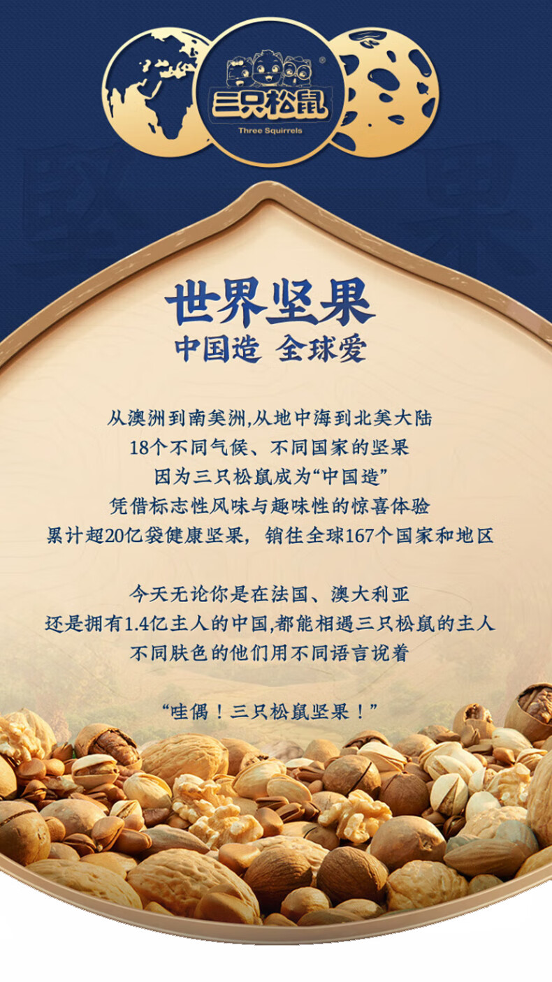 三只松鼠 坚果礼盒 国红国蓝乘风破浪干果零食混合礼品团购 鸿享礼2117g