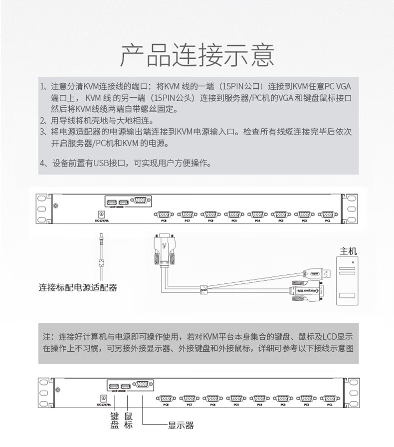 胜为（shengwei）KVM切换器8口 带17英寸LCD显示器配VGA接口线 8进1出电脑转换器键盘鼠标共享 KS-2708LCD