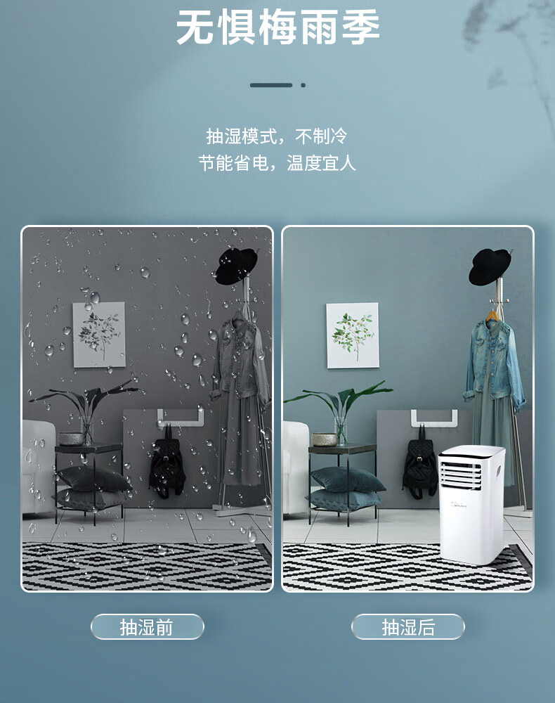 Midea移动空调1匹单冷 家用厨房一体机免安装便捷立式空调 KY-25/N1Y-PH