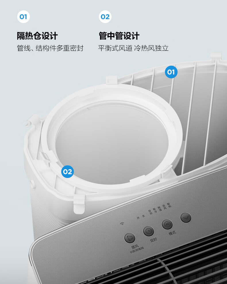 Midea移动空调冷暖1.5匹变频 京东小家智能生态 空调一体机免安装免排水 KYR-35/BP3N8Y-PT