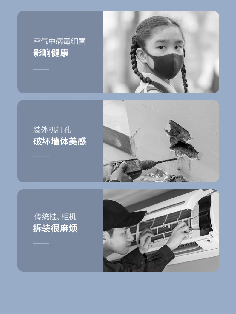 Midea移动空调 家用一体机移动空调 免安装便捷立式空调 移动空调免排水小1匹单冷杀菌款 KY-20/N7Y-PHA