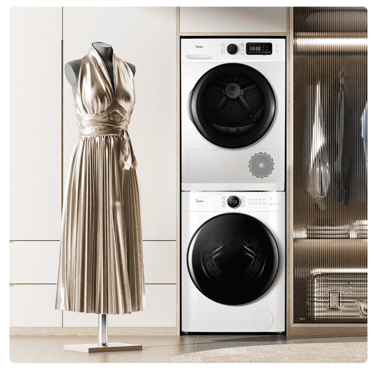 美的（Midea）洗烘套装 10kg滚筒洗衣机全自动+热泵烘干机 智能 初见系列MG100V70WD5+MH100VTH707WY-T05S