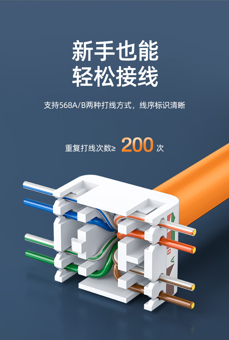 SAMZHE 山泽七类网络模块CAT7网线插座面板屏蔽免打模块RJ45水晶头母座网线连接头镀金加厚50uPMC7