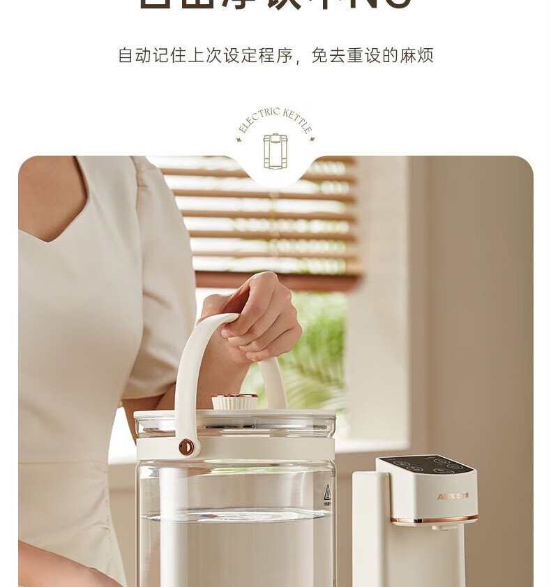 奥克斯（AUX）电热水瓶恒温水壶电热水壶大容量 除氯多段保温316不锈钢 玻璃可视 HX-8576