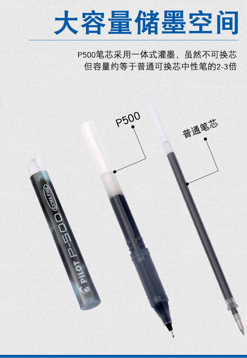百乐（PILOT）中性笔签字笔高考专用笔啫喱墨走珠笔0.5黑BL-P50-B单盒装（12支）