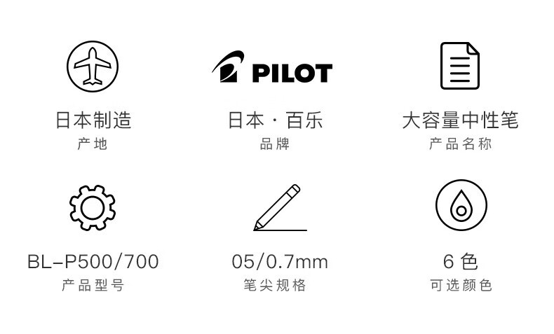 百乐（PILOT）中性笔签字笔高考专用笔啫喱墨走珠笔0.5黑BL-P50-B单盒装（12支）