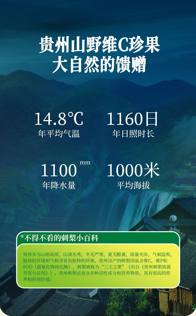 千优谷 天然植物维C果汁饮料刺梨复合果汁饮料 240ML/瓶*10瓶/箱