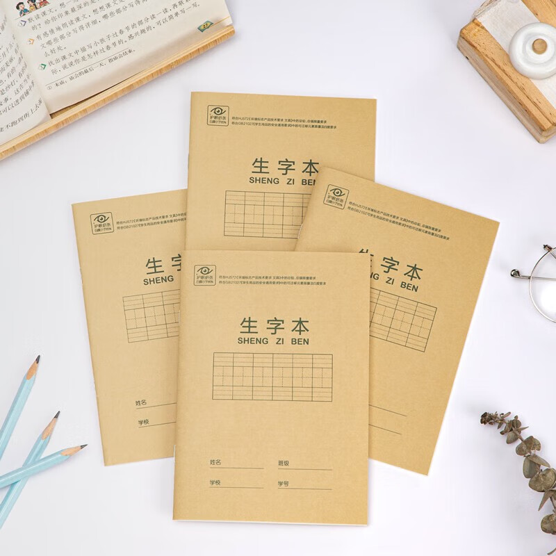 得力（deli）骑马钉作业本田字格 汉语拼音本生字本作文写字练字本 20本装 练习本 D3620