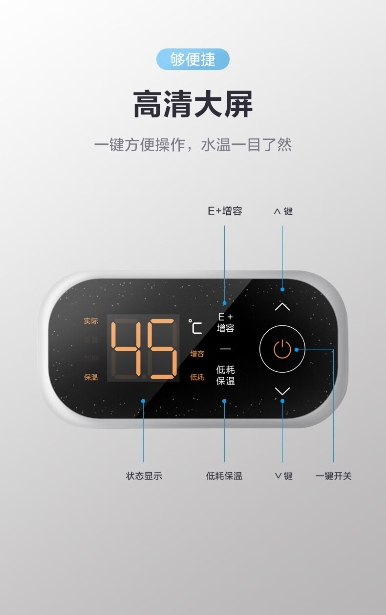Midea美的电热水器 50升数显智能新省电数低耗保温 家用速热极地白 F50-22BA3(H)