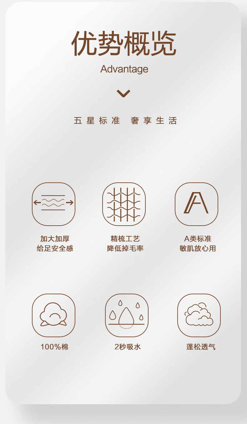 三利酒店风A标面巾2条装（不同颜色随机）8520-2T