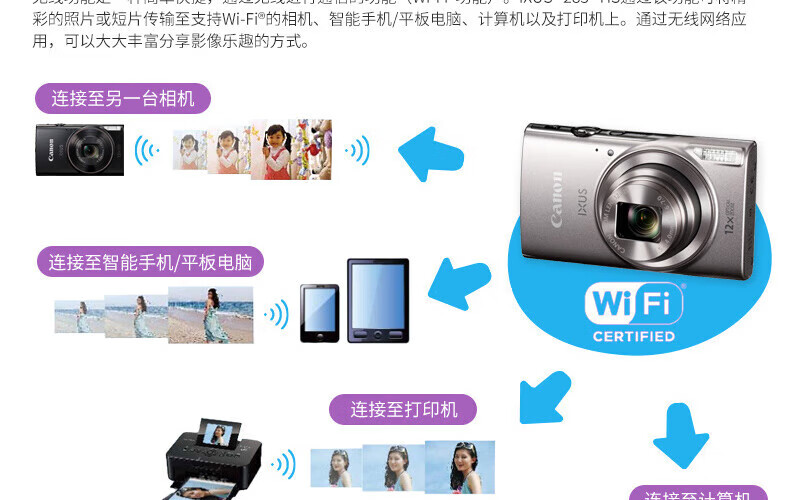 佳能（Canon）数码相机卡片机 175/285 照相机 学生入门便携式家用照像机 IXUS 285黑色 官方标配
