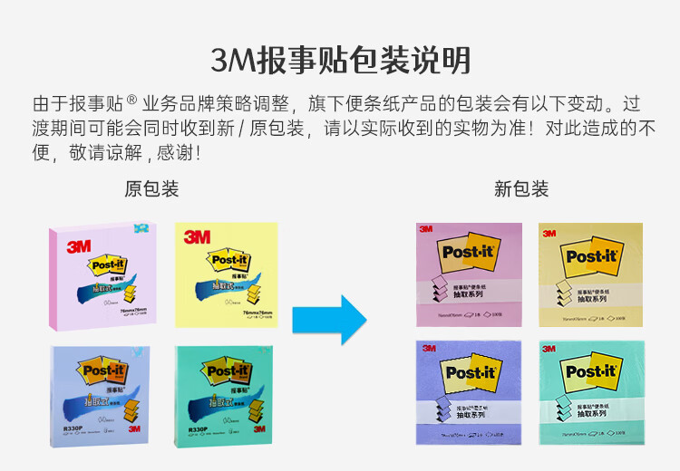 3M 抽取系列便利贴 便条纸/报事贴/便签纸/便签本 办公用品 12包装 R330 黄色