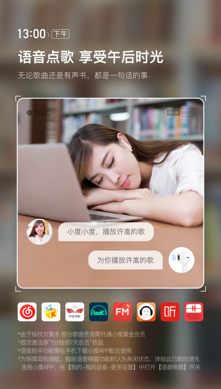 小度 真无线智能耳机 TWS 半入耳式蓝牙 通用华为苹果手机 白 XDH-1C-C1 XD-SWA14-2102