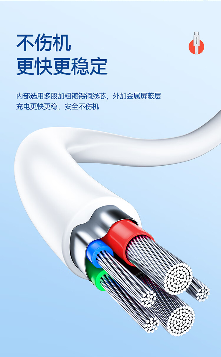 SAMZHE 山泽双头Type-C数据线60WPD快充线通用iPad苹果MacBook华为MateBook笔记本1.5mCC156