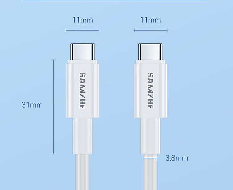 SAMZHE 山泽双头Type-C数据线60WPD快充线通用iPad苹果MacBook华为MateBook笔记本1.5mCC156