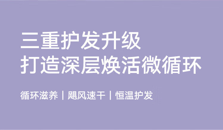 小米 电吹风 速干吹风机 负离子护发 家用便携筒 H301薄雾紫