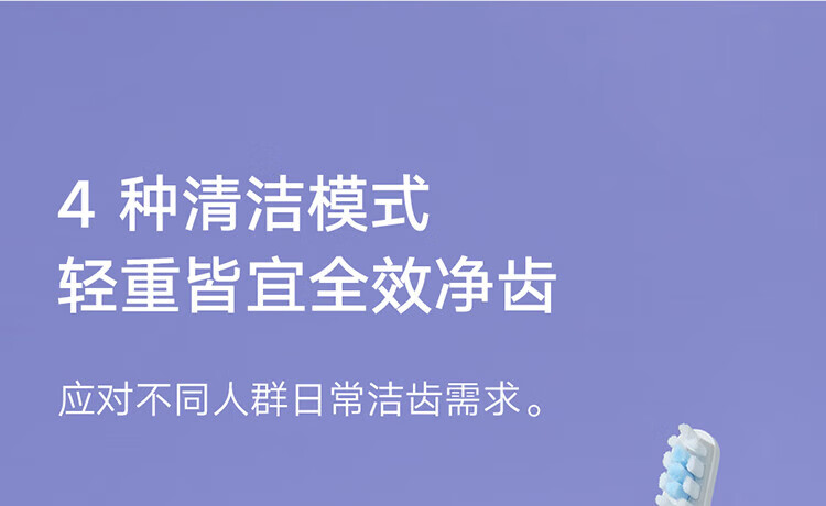 小米 电动牙刷成人/学生 4种净齿模式150天续航4支刷头 米家声波电动牙刷T302 霜紫色
