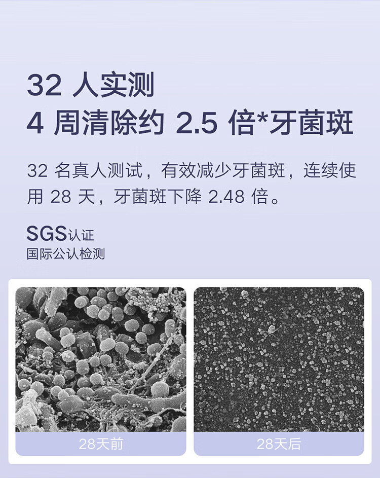 小米 电动牙刷成人/学生 4种净齿模式150天续航4支刷头 米家声波电动牙刷T302 霜紫色