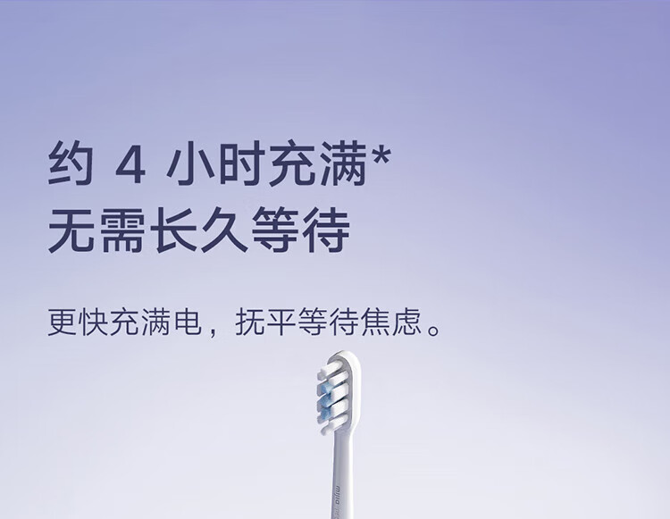 小米 电动牙刷成人/学生 4种净齿模式150天续航4支刷头 米家声波电动牙刷T302 霜紫色