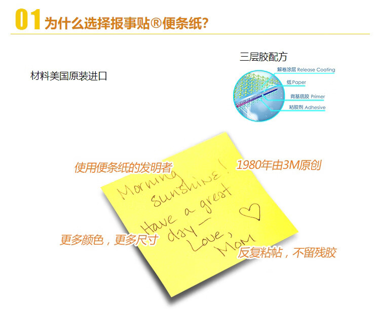 3M 经典系列便利贴 便条纸/报事贴/便签纸/便签本 办公用品 12包装 654 黄色