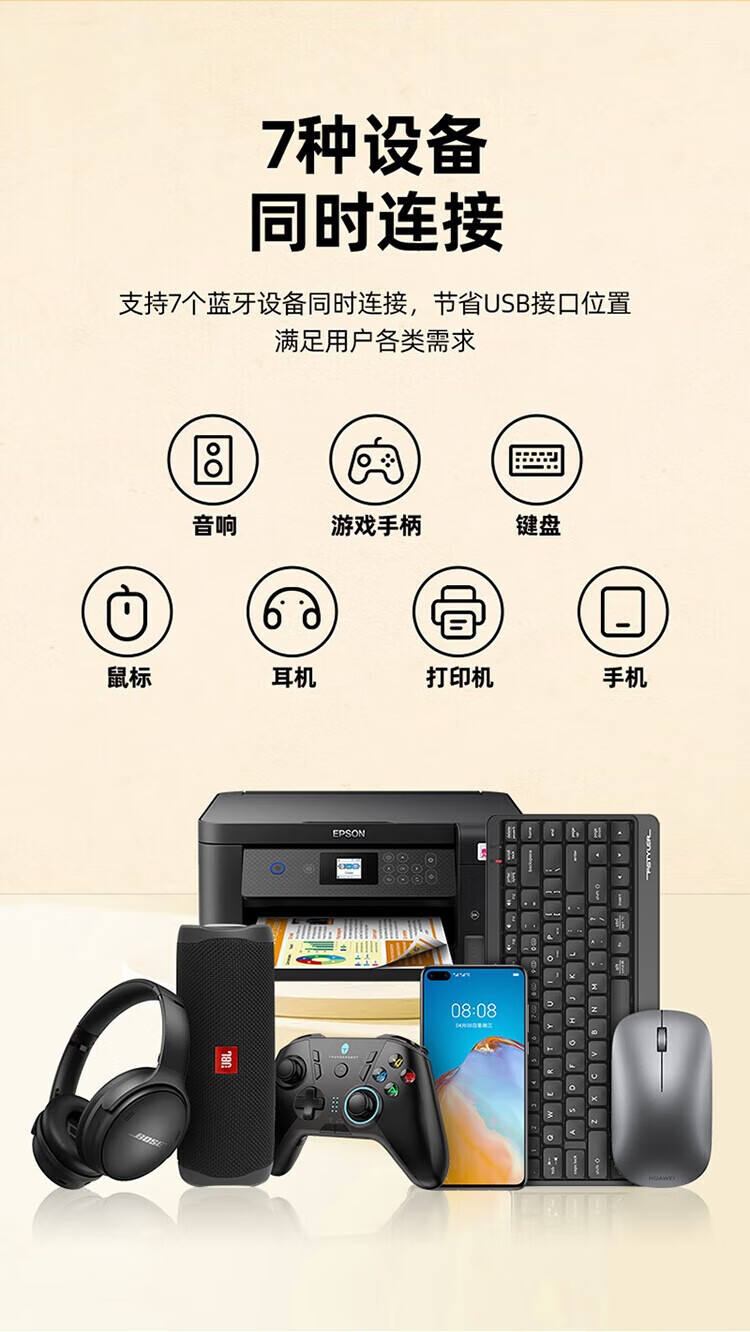 SAMZHE 山泽USB蓝牙适配器5.1发射器免驱动PC台式机笔记本接手机无线蓝牙【蓝牙接收+发射器5.1版】BT51H