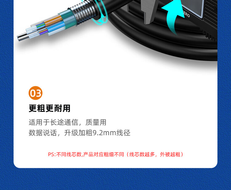SAMZHE 山泽4芯光缆四芯室外单模GYTS层绞式管道架空网线光纤皮线轻铠装地下直埋线缆 2000米GYTS-42000