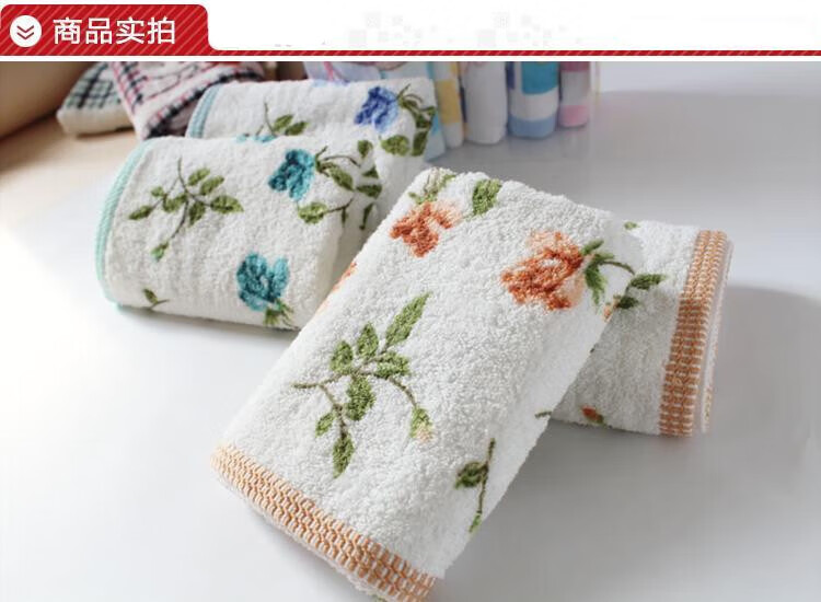 金号 毛巾 纯 棉质毛巾印花毛巾纯 棉质洗脸面巾 颜色随机 2条装 A028