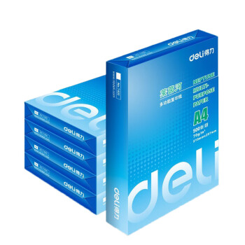 得力（deli）复印纸办公用品打印纸莱茵河70g/A4复印纸5包/箱7401 5包装
