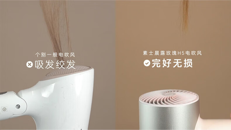素士(SOOCAS)吹风机负离子护发家用大功率H5 粉金色风力速干电吹风筒宿舍用学生党电吹风