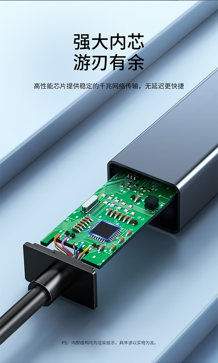 SAMZHE 山泽Type-c千兆有线网卡转RJ45网线接口转换器适用小米盒子微软接外置网口转接头铝合金HWK01